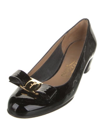 Salvatore Ferragamo Patent Leather Bow Accents Pumps
