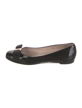 Salvatore Ferragamo Vara Bow Accent Patent Leather Ballet Flats