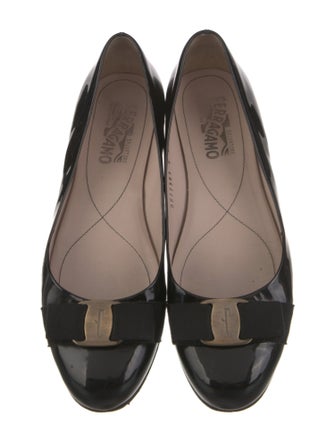 Salvatore Ferragamo Vara Bow Accent Patent Leather Ballet Flats