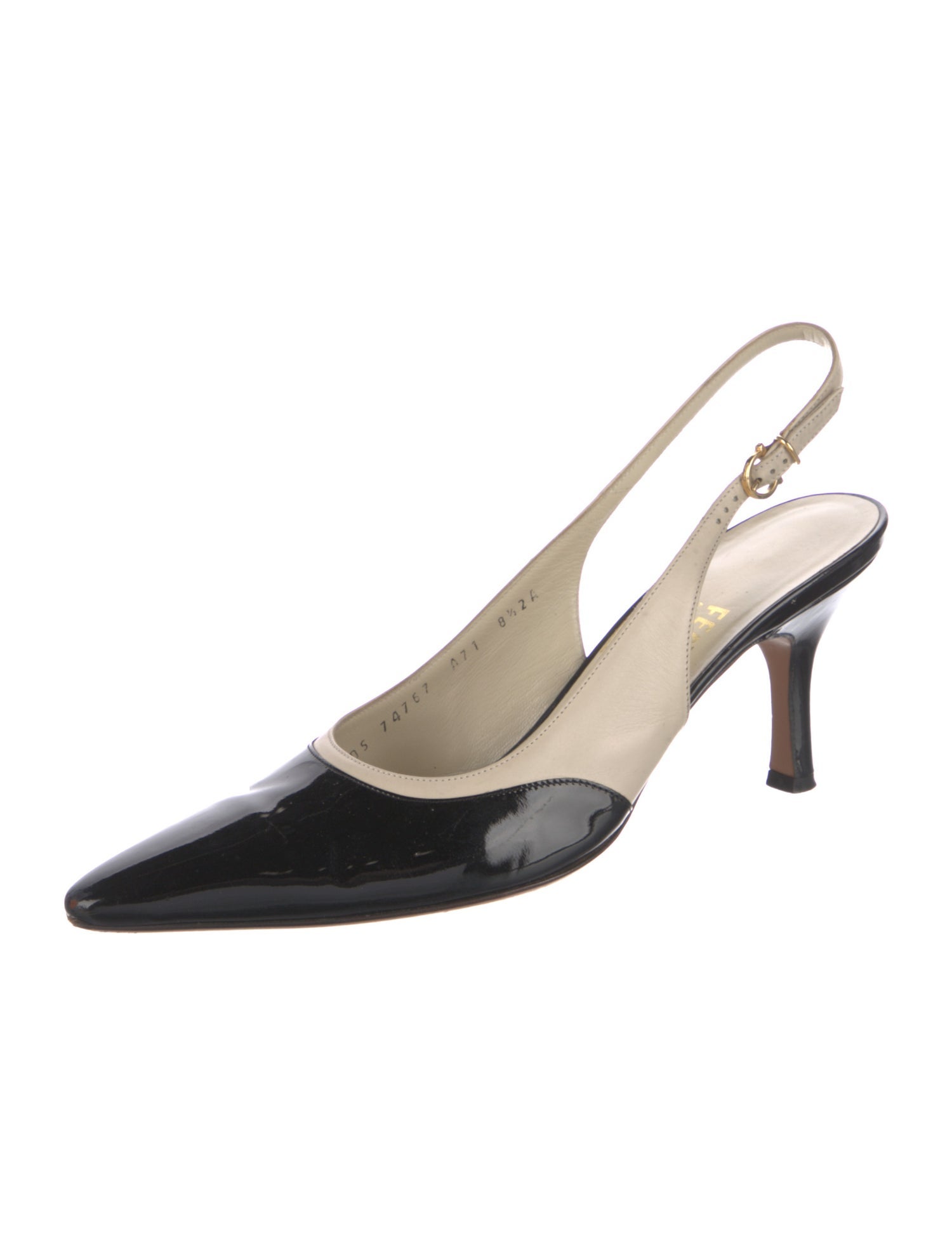 Salvatore Ferragamo Gancini Logo Patent Leather Slingback Pumps