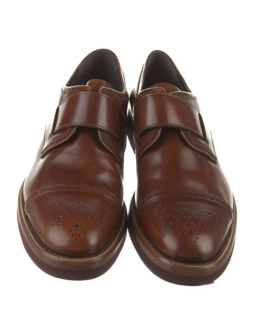 Salvatore Ferragamo Leather Lasercut Accents Monk Straps