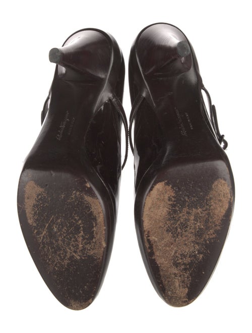 Salvatore Ferragamo Patent Leather Bow Accents D'Orsay Pumps