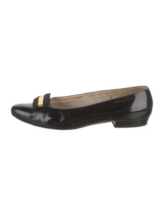 Salvatore Ferragamo Patent Leather Bow Accents Flats
