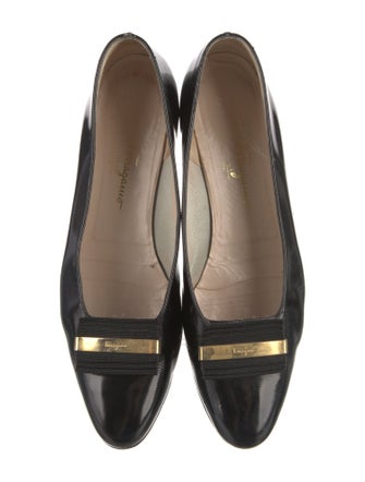 Salvatore Ferragamo Patent Leather Bow Accents Flats