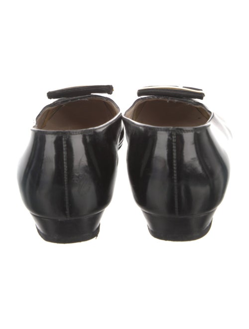 Salvatore Ferragamo Patent Leather Bow Accents Flats