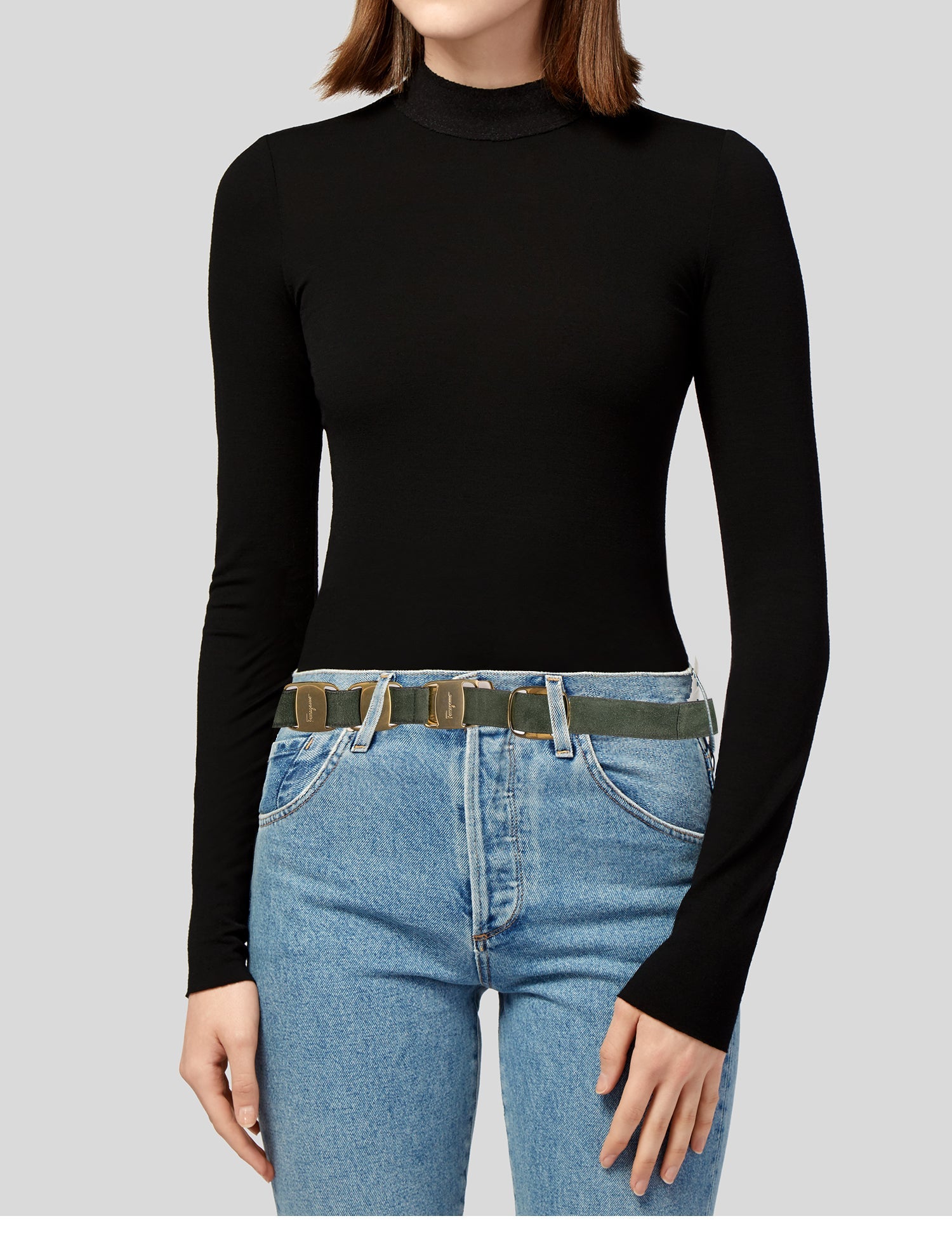 Salvatore Ferragamo Skinny Suede Belt