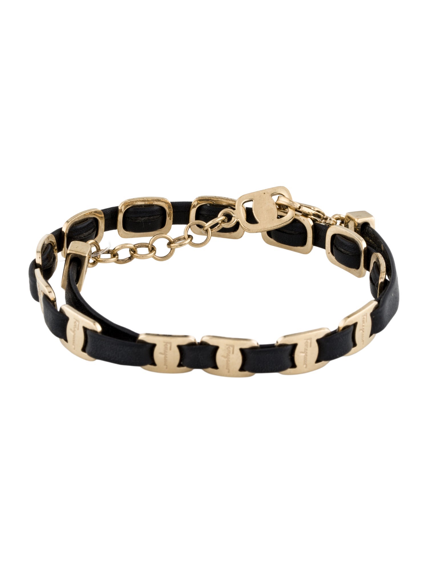 Salvatore Ferragamo Leather Varini Double Wrap Bracelet