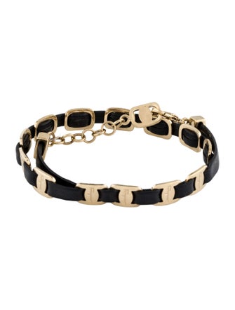 Salvatore Ferragamo Leather Varini Double Wrap Bracelet