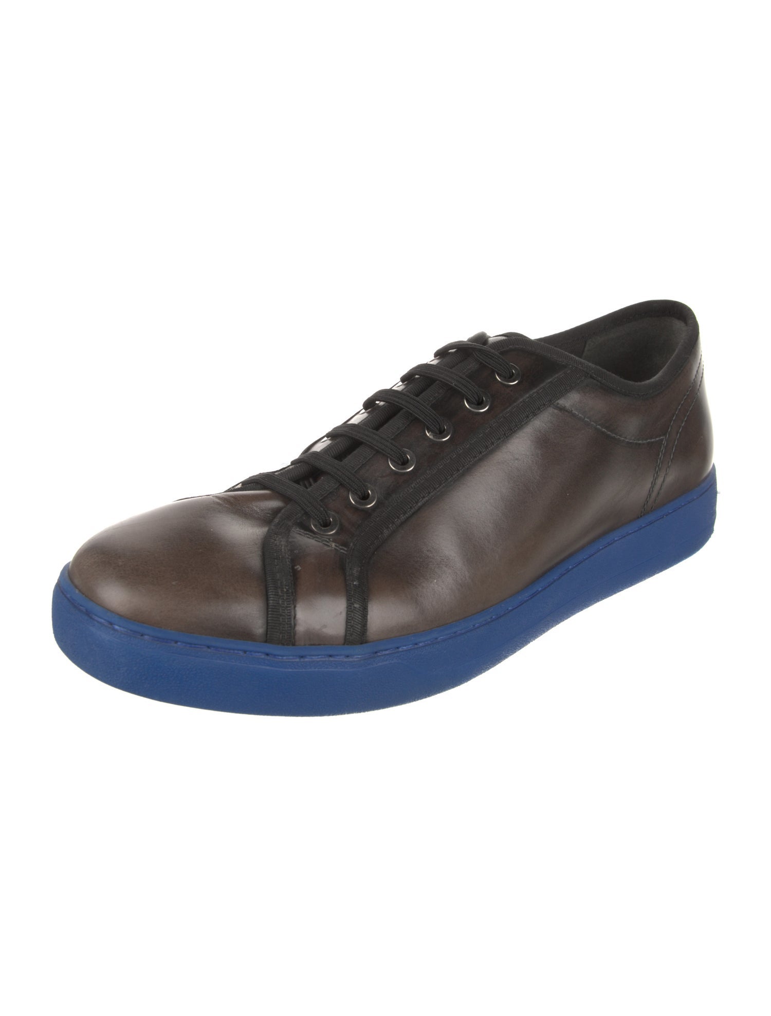 Salvatore Ferragamo Leather Colorblock Pattern Sneakers