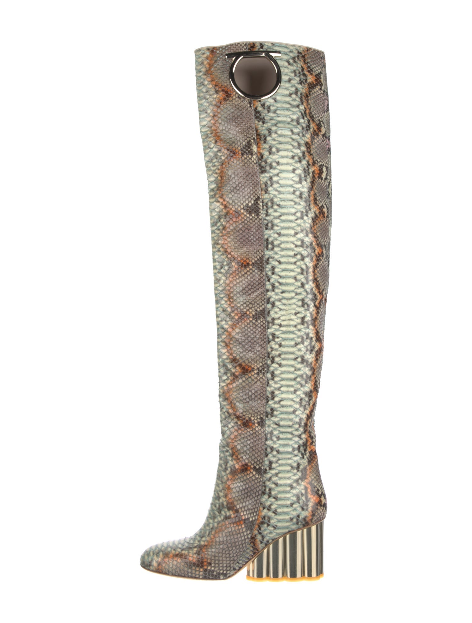 Salvatore Ferragamo Gancini Logo Snakeskin Boots