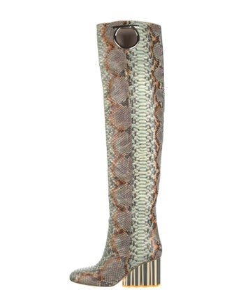 Salvatore Ferragamo Gancini Logo Snakeskin Boots
