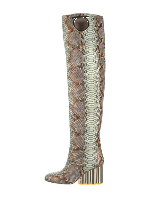 Salvatore Ferragamo Gancini Logo Snakeskin Boots