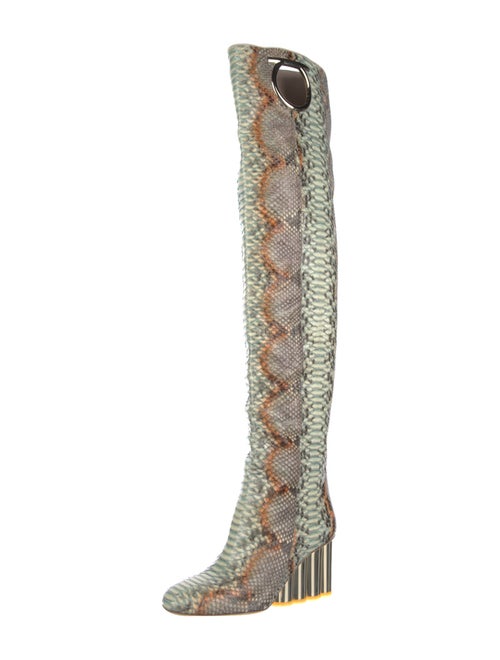 Salvatore Ferragamo Gancini Logo Snakeskin Boots