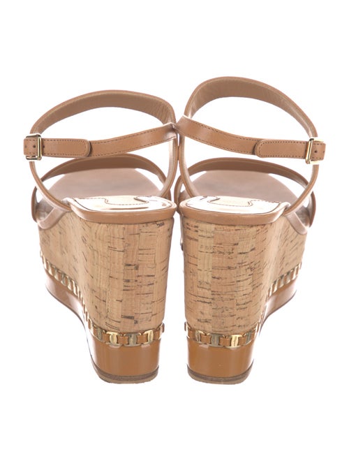 Salvatore Ferragamo Leather Chain-Link Accents Slingback Sandals