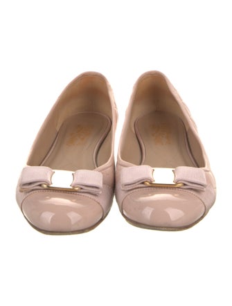 Salvatore Ferragamo Leather Bow Accents Flats