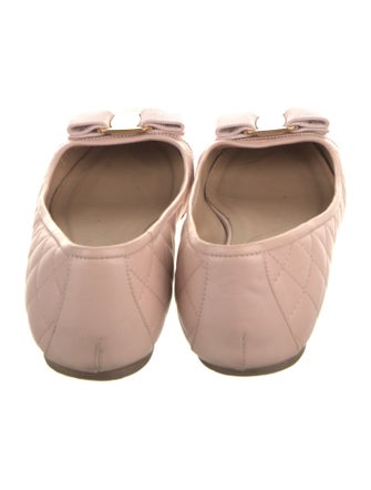 Salvatore Ferragamo Leather Bow Accents Flats
