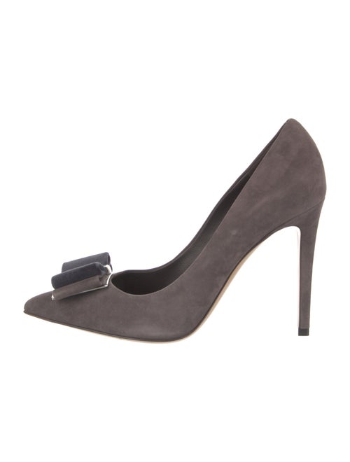 Salvatore Ferragamo Suede Bow Accents Pumps