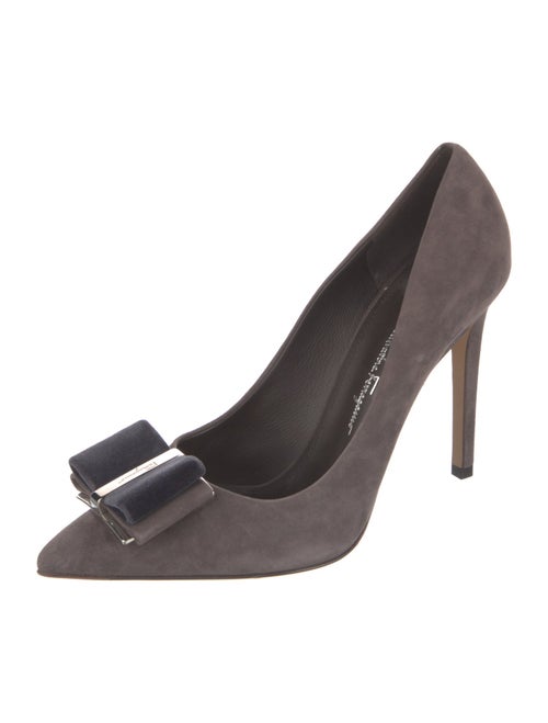 Salvatore Ferragamo Suede Bow Accents Pumps