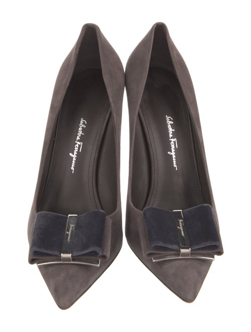 Salvatore Ferragamo Suede Bow Accents Pumps