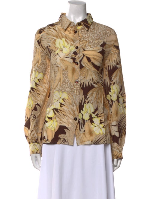 Salvatore Ferragamo Silk Printed Button-Up Top