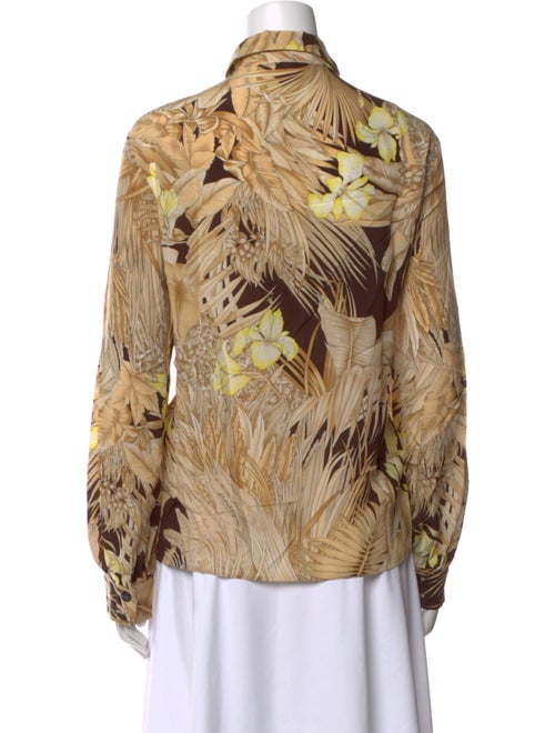 Salvatore Ferragamo Silk Printed Button-Up Top