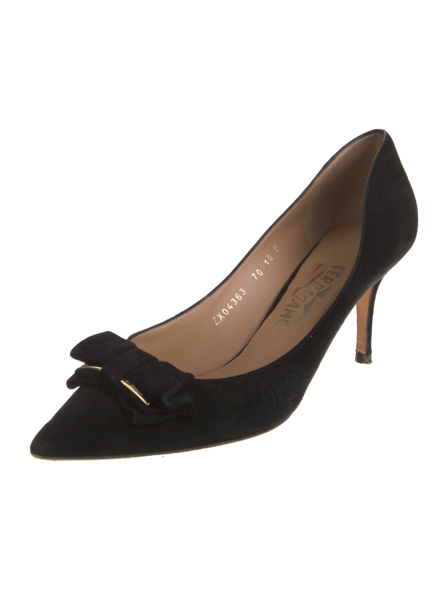 Salvatore Ferragamo Suede Bow Accents Pumps