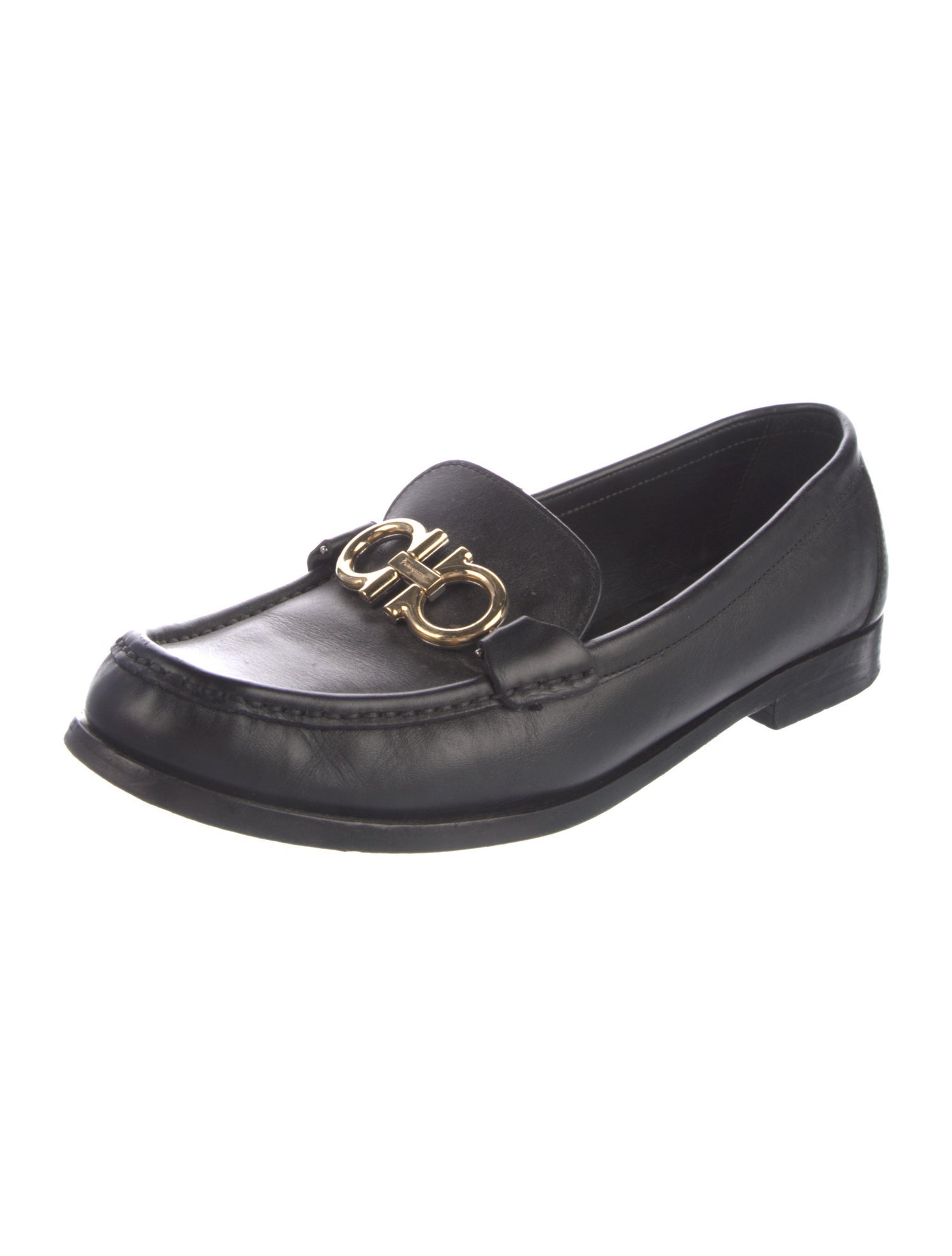 Salvatore Ferragamo Gancini Logo Leather Dress Loafers