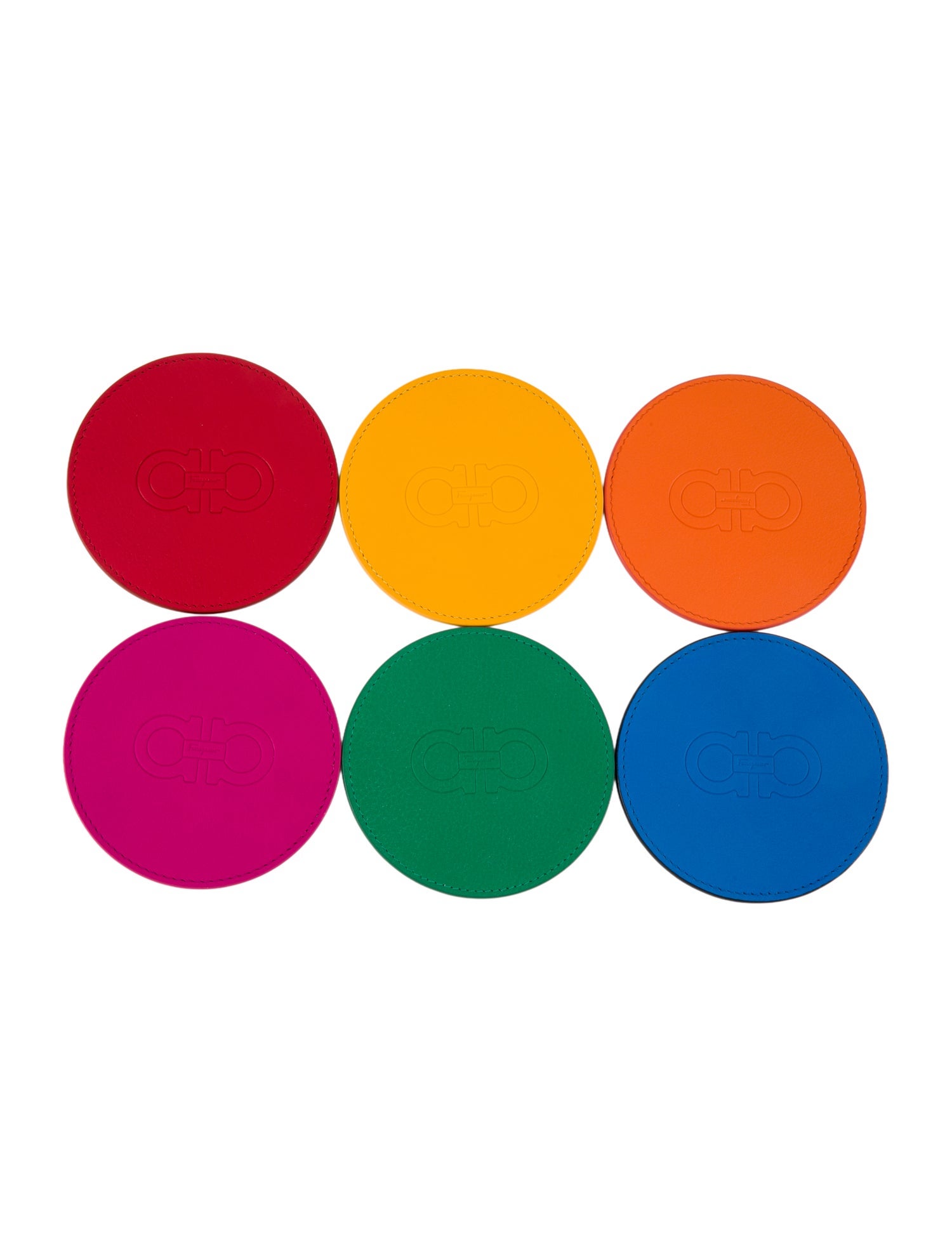 Salvatore Ferragamo 6-Piece Leather Coasters