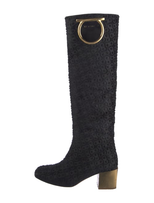 Salvatore Ferragamo Gancini Logo Ponyhair Riding Boots