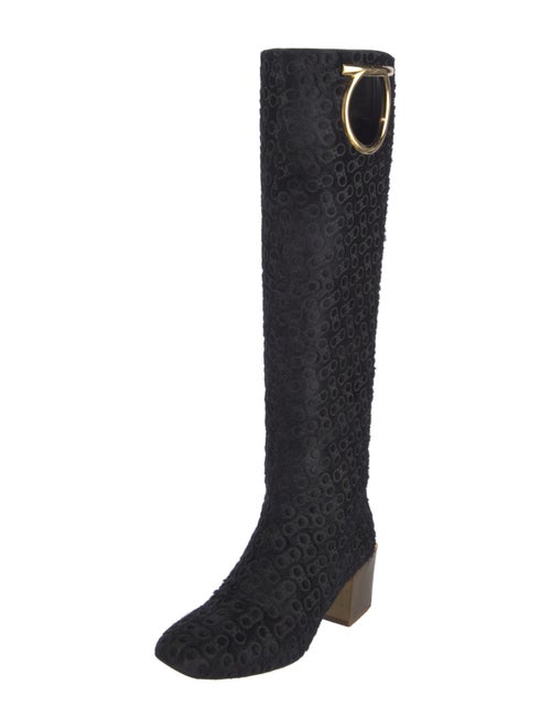 Salvatore Ferragamo Gancini Logo Ponyhair Riding Boots