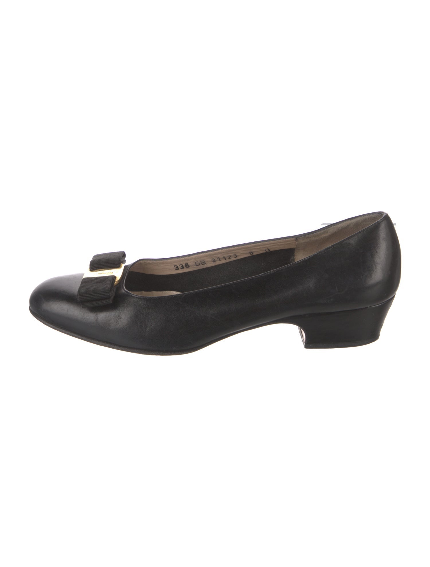 Salvatore Ferragamo Leather Bow Accents Ballet Flats