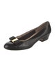 Salvatore Ferragamo Leather Bow Accents Ballet Flats