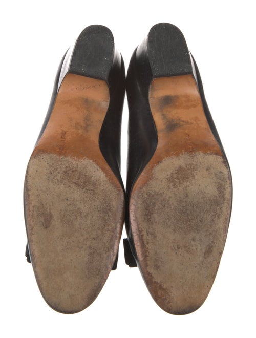 Salvatore Ferragamo Leather Bow Accents Ballet Flats