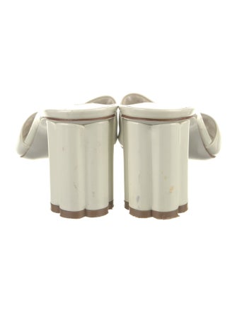 Salvatore Ferragamo Patent Leather Bow Accents Slides