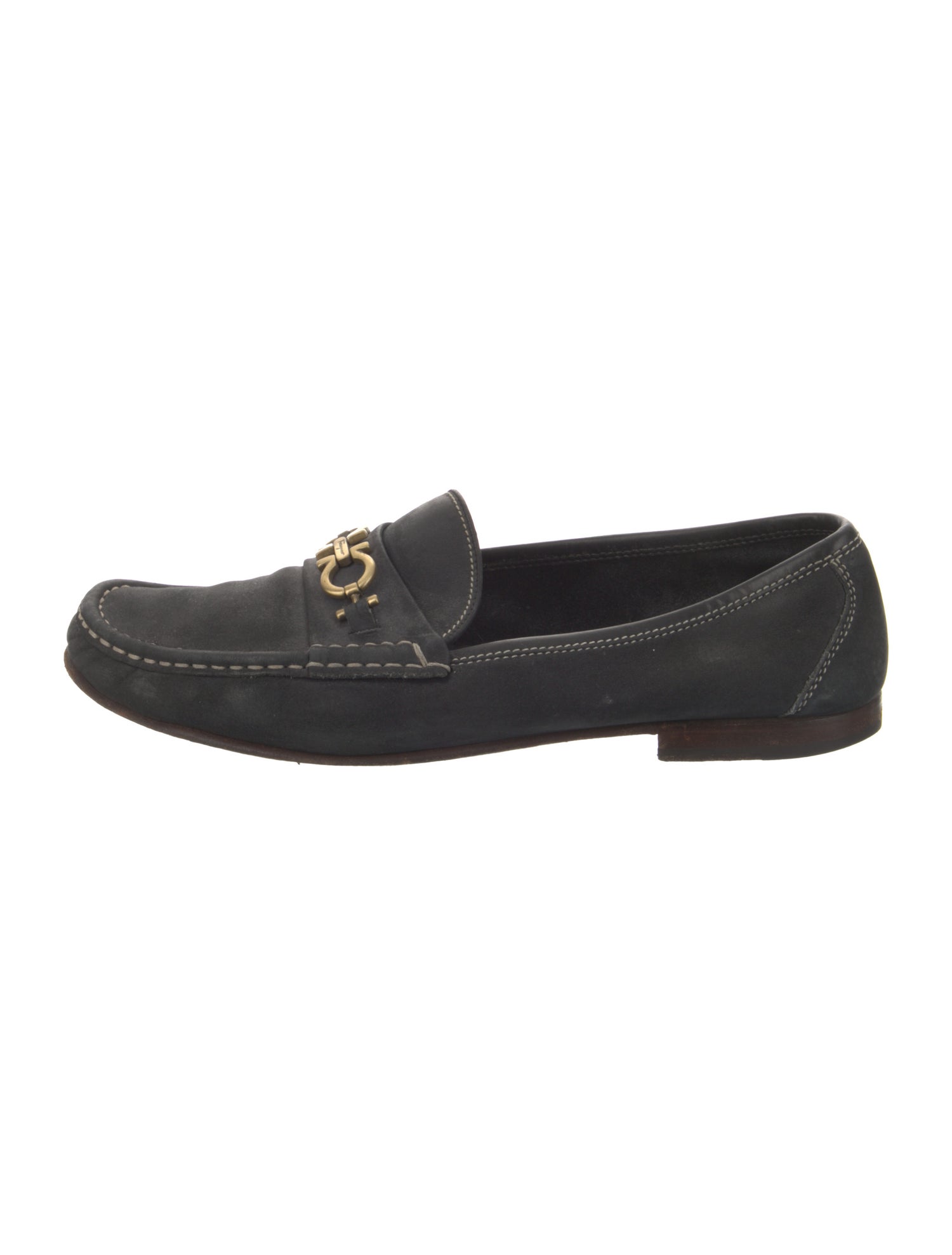 Salvatore Ferragamo Chain-Link Accent Suede Loafers