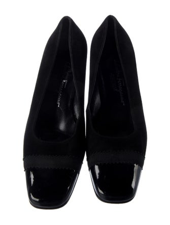 Salvatore Ferragamo Suede Grosgrain Trim Pumps