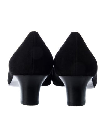 Salvatore Ferragamo Suede Grosgrain Trim Pumps