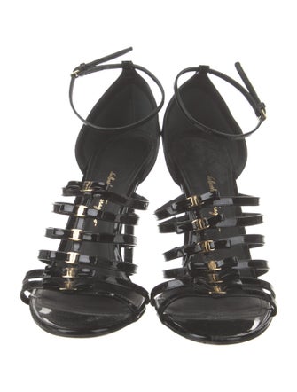 Salvatore Ferragamo Patent Leather Bow Accents Sandals