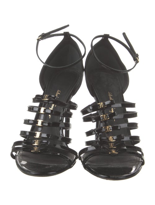 Salvatore Ferragamo Patent Leather Bow Accents Sandals