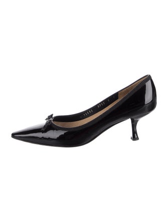 Salvatore Ferragamo Patent Leather Bow Accents Pumps