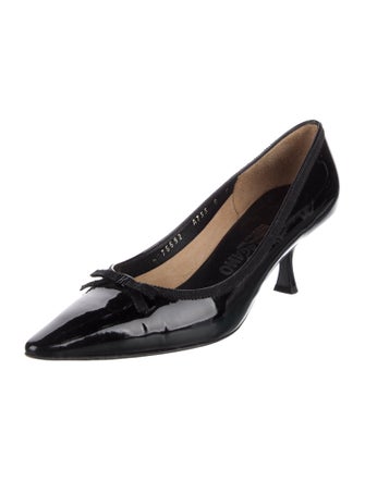 Salvatore Ferragamo Patent Leather Bow Accents Pumps