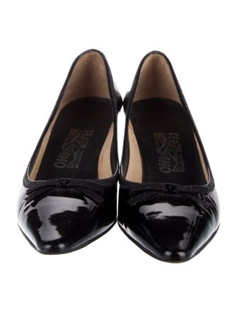 Salvatore Ferragamo Patent Leather Bow Accents Pumps
