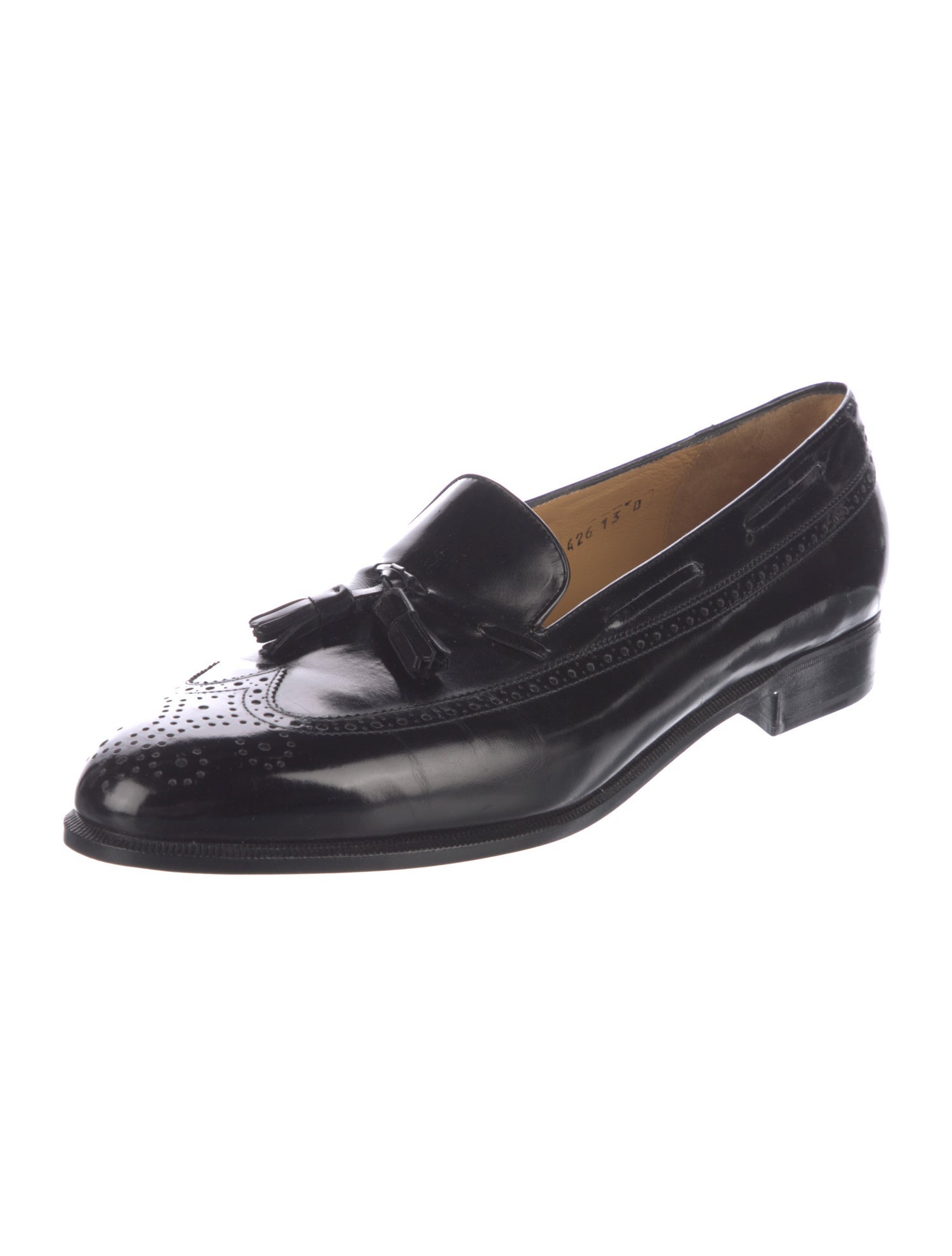 Salvatore Ferragamo Leather Tassel Accents Dress Loafers