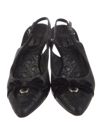 Salvatore Ferragamo Gancini Logo Leather Slingback Pumps