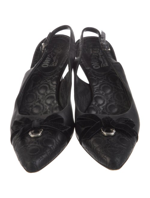 Salvatore Ferragamo Gancini Logo Leather Slingback Pumps