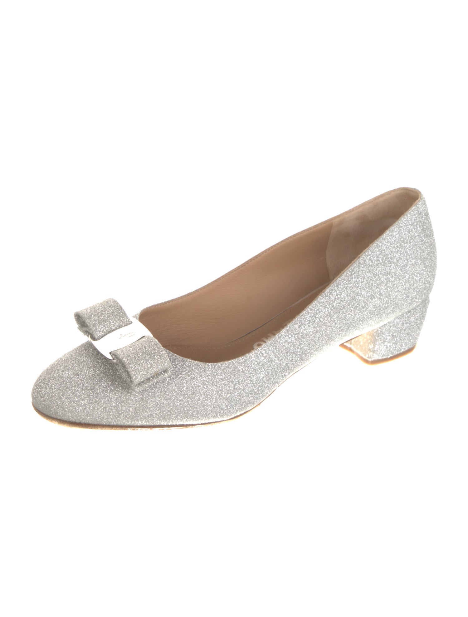 Salvatore Ferragamo Vara Bow Accent Glitter Pumps