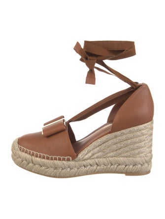 Salvatore Ferragamo Leather Bow Accents Espadrilles