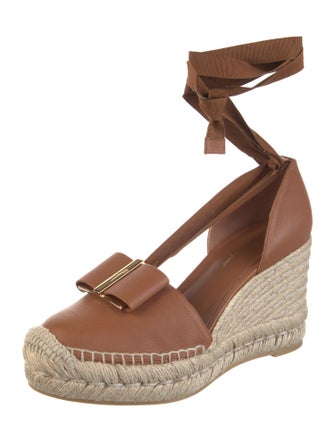 Salvatore Ferragamo Leather Bow Accents Espadrilles