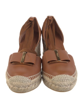 Salvatore Ferragamo Leather Bow Accents Espadrilles