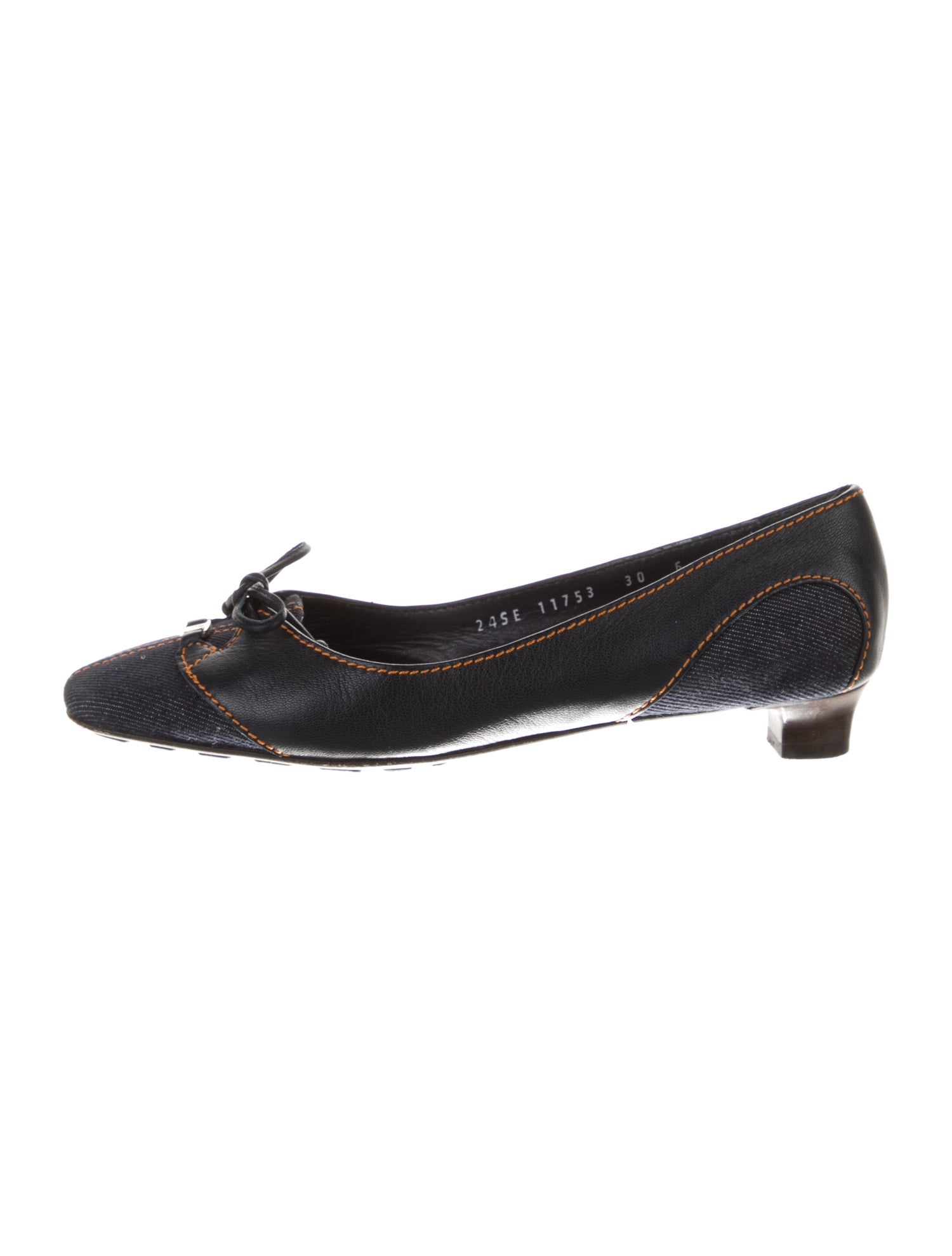 Salvatore Ferragamo Denim Bow Accents Pumps